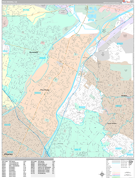 Pico Rivera Wall Map